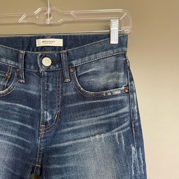 NWOT Moussy MV VELMA‎ SKINNY JEAN DARK BLUE Size 24 Slightly Distressed Classic - Picture 9 of 16